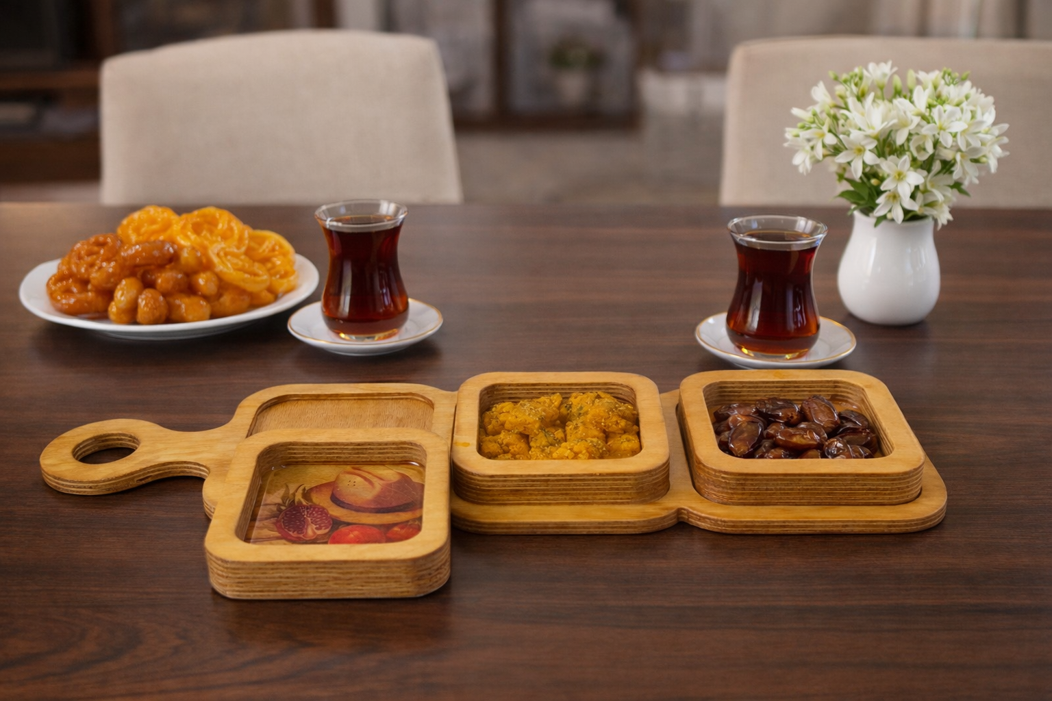 آجیل خوری ، اردو خوری 4 تکه چوبی_ کد 2